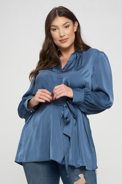 Satin Tunic top waist tie